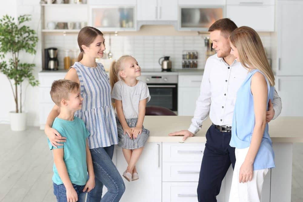 Nanny receiving a home tour from Houston parents on the first day of her trial period.