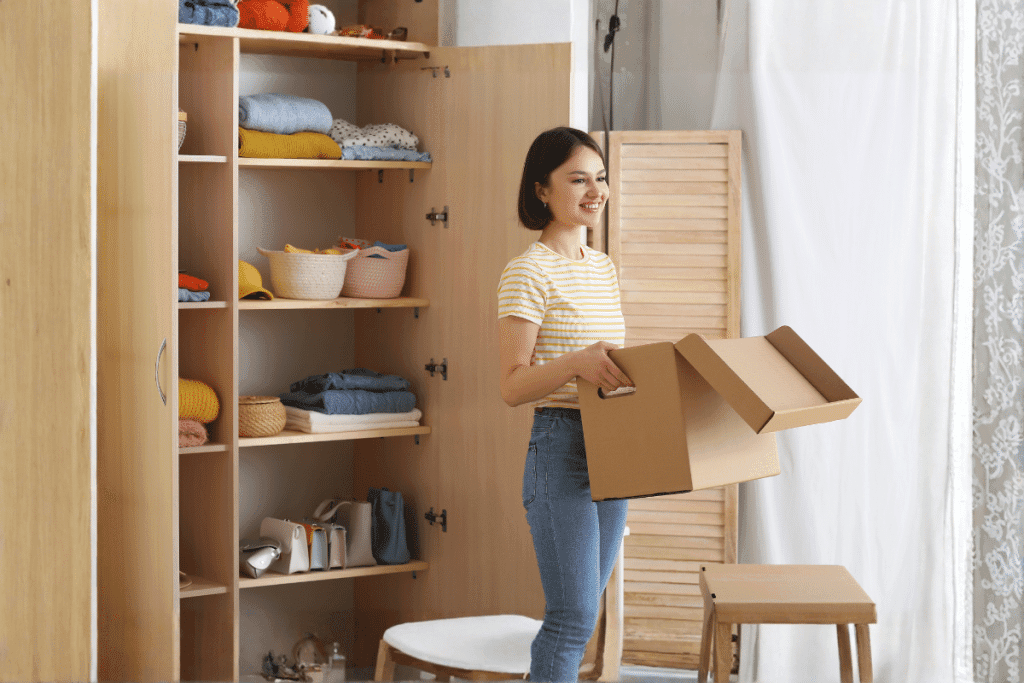 Newborn Care Specialist organizing a nursery for a Texas family preparing for a spring baby