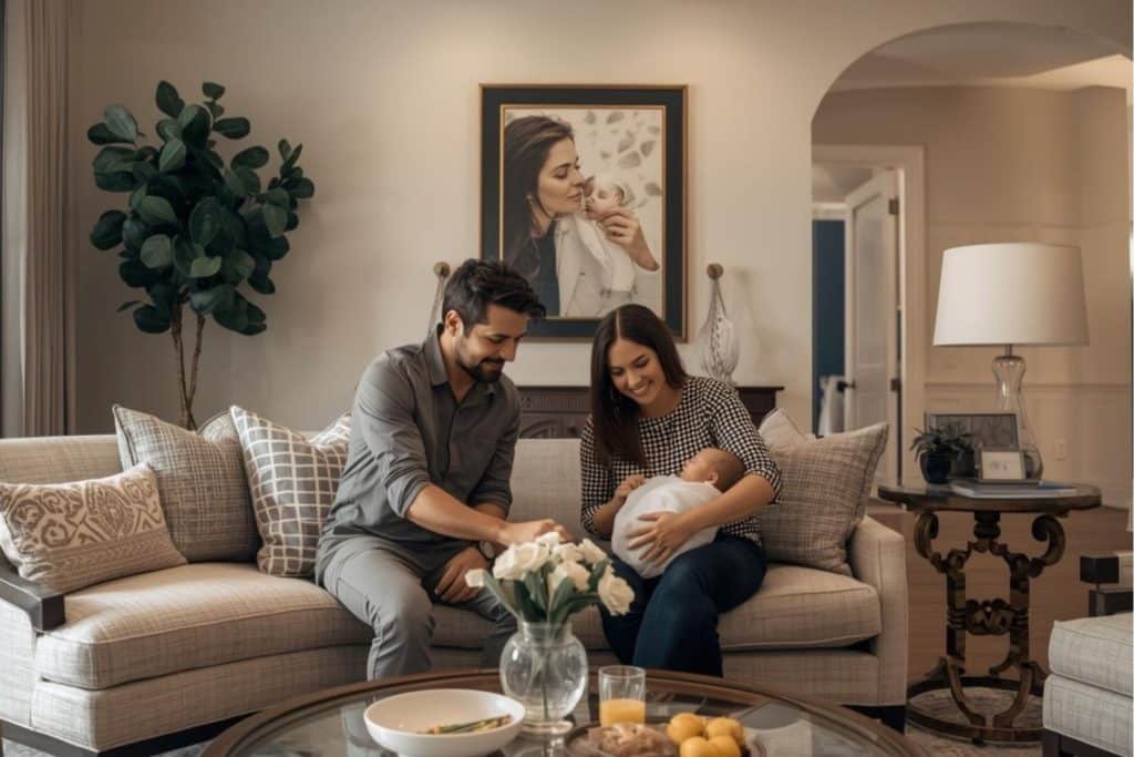 Professional Texas family planning newborn care support in a luxury home