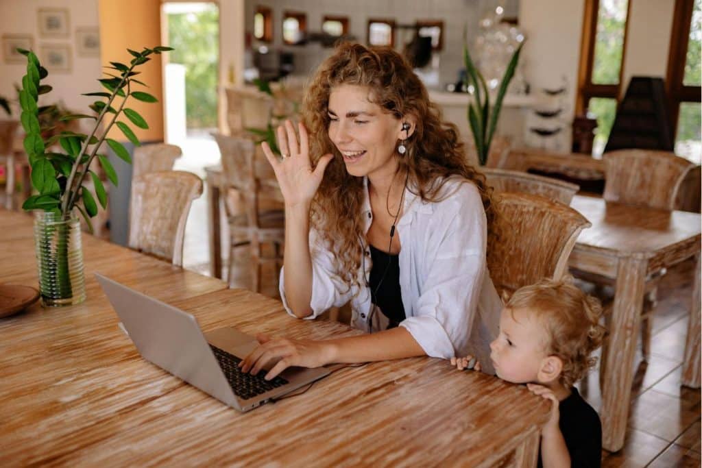 Parent interviewing a nanny candidate during a video call