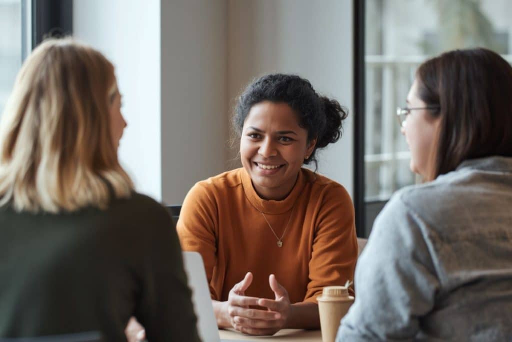“Nanny discussing childcare philosophy and parenting alignment with parents”