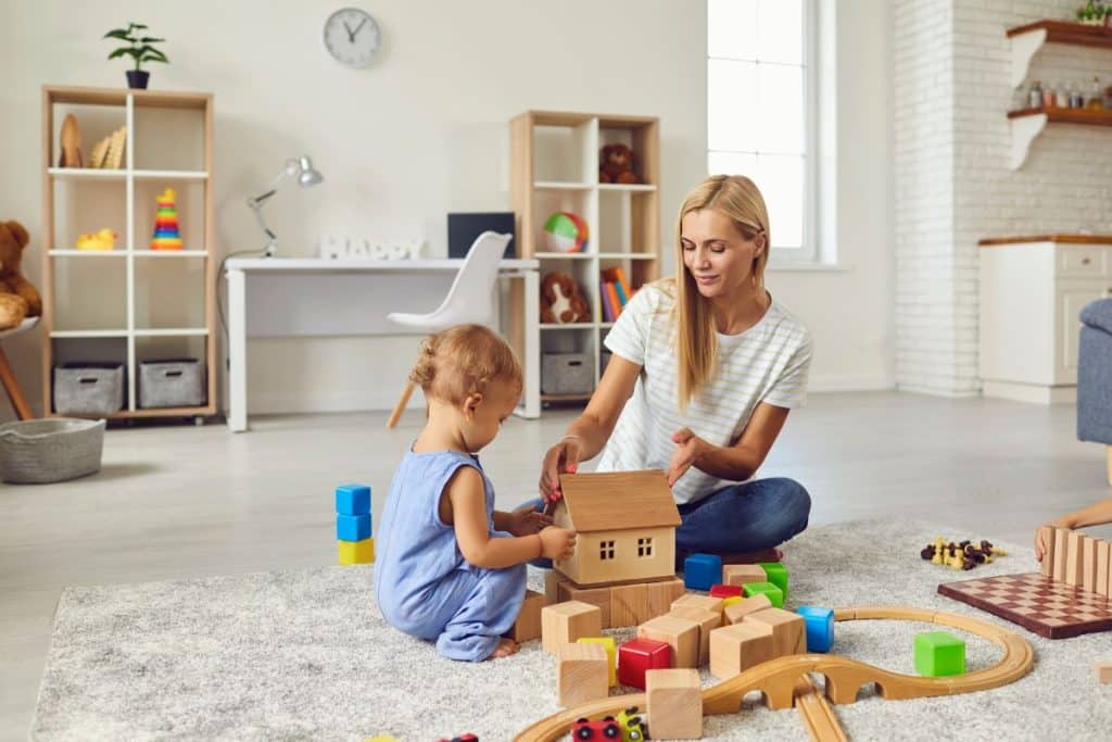 Organized family household supported by personalized nanny care