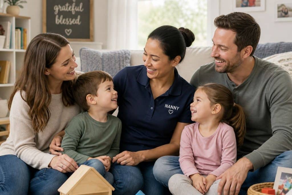 Trusted nanny supporting children in a stable and positive family environment