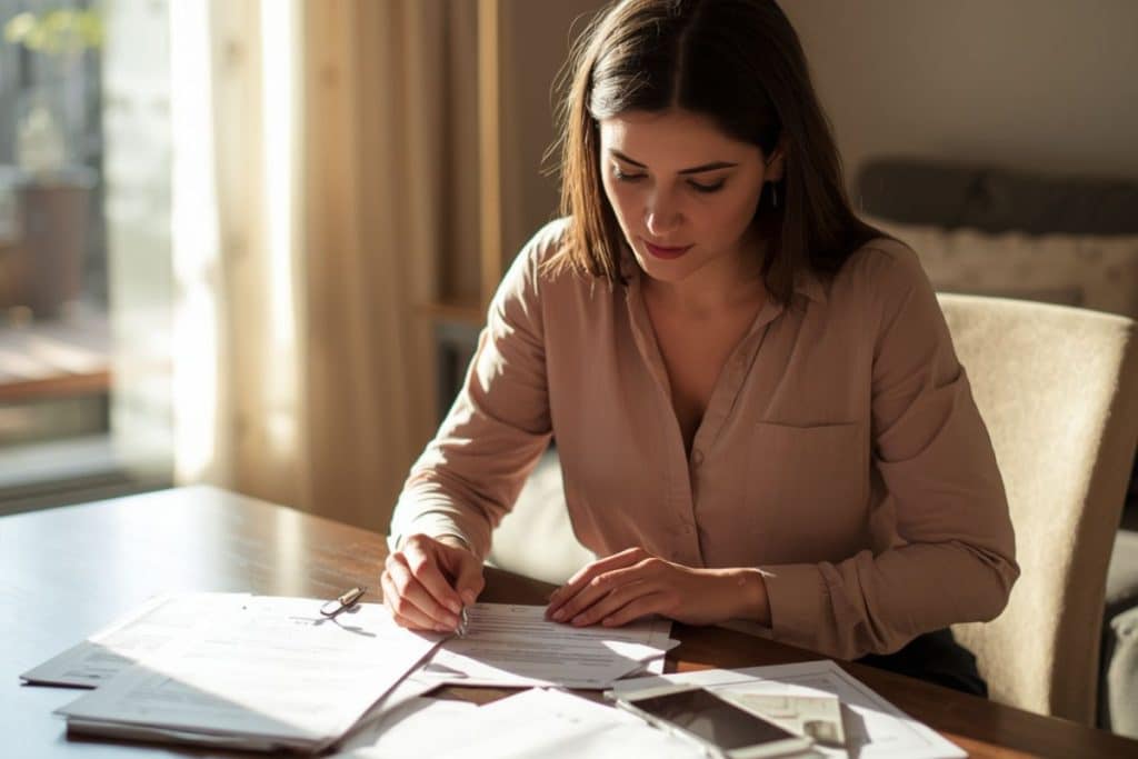Professional nanny reviewing child safety information and maintaining communication with parents.