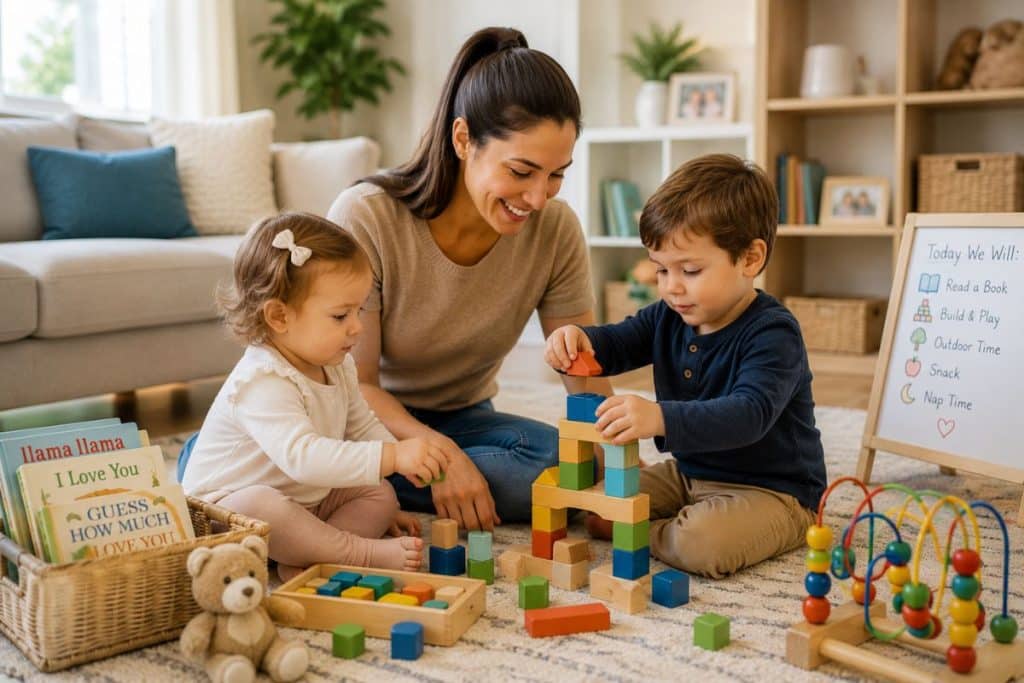 Professional nanny providing enriching childcare in a supportive family environment.