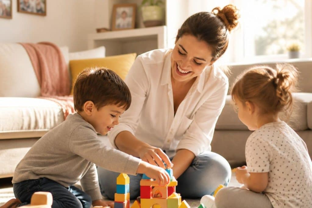 Professional nanny providing consistent, high-quality childcare in a family home.