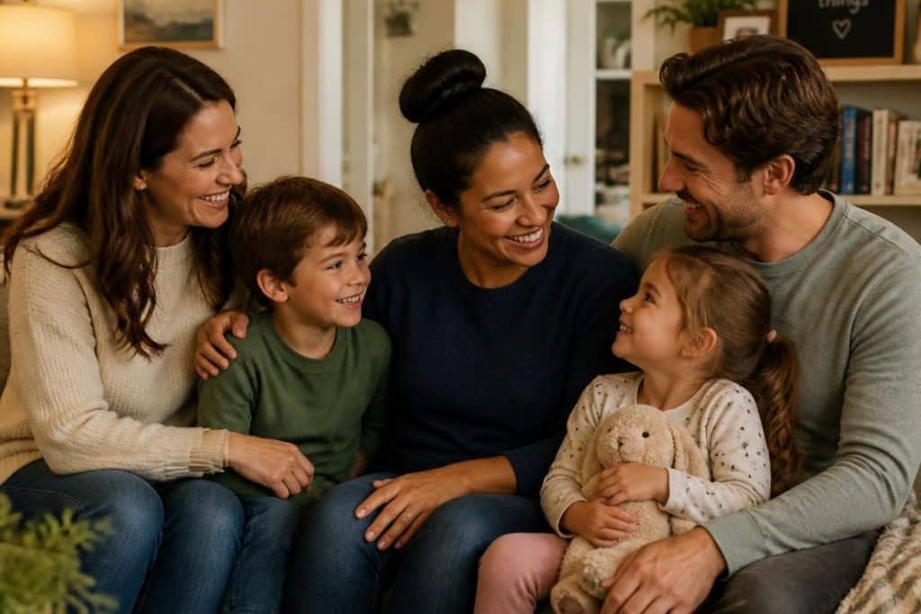 Family building a long-term relationship with a professional nanny