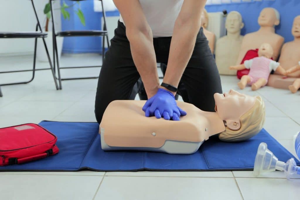 Professional nanny completing pediatric CPR and First Aid training