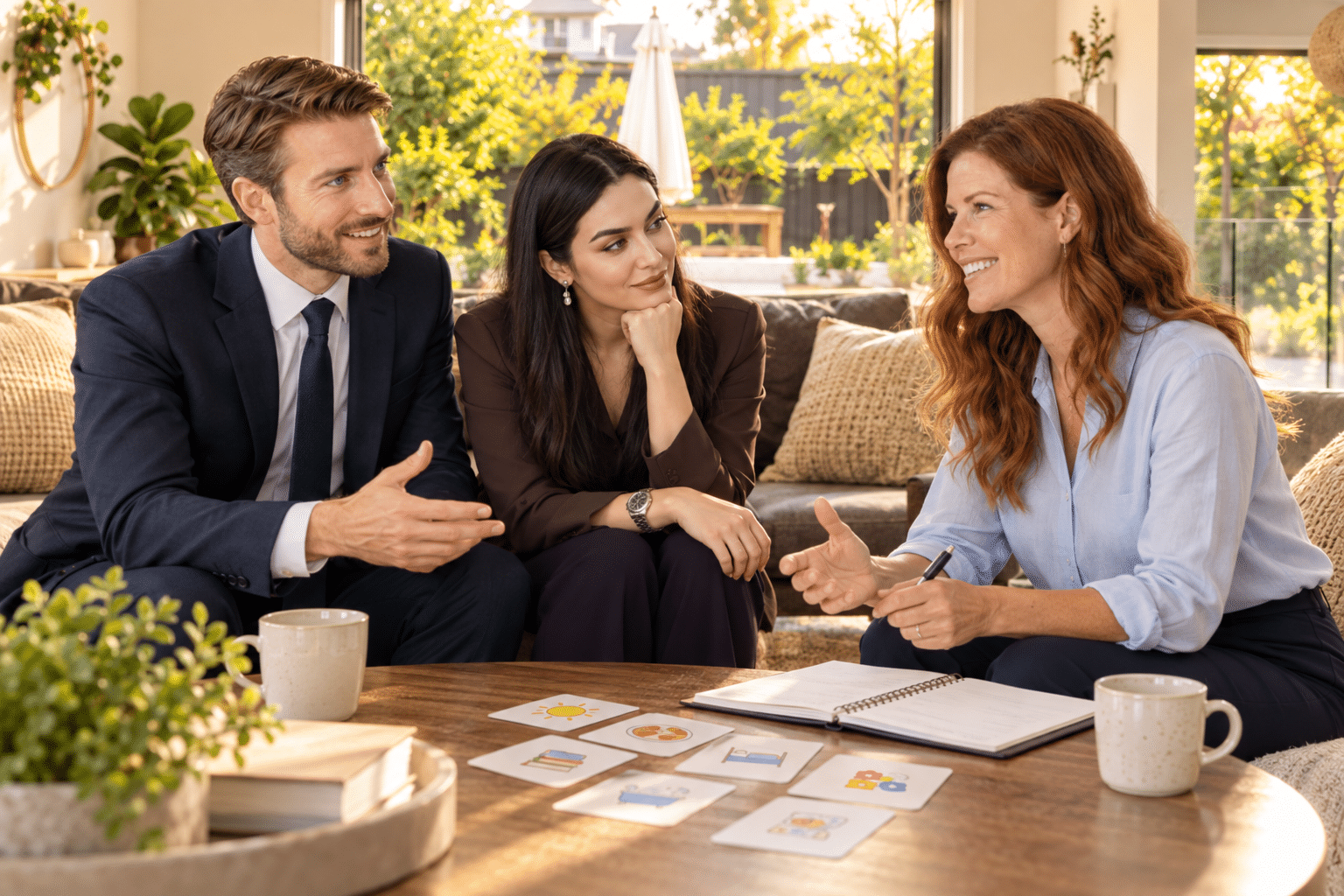 Parent and professional nanny discussing family care needs