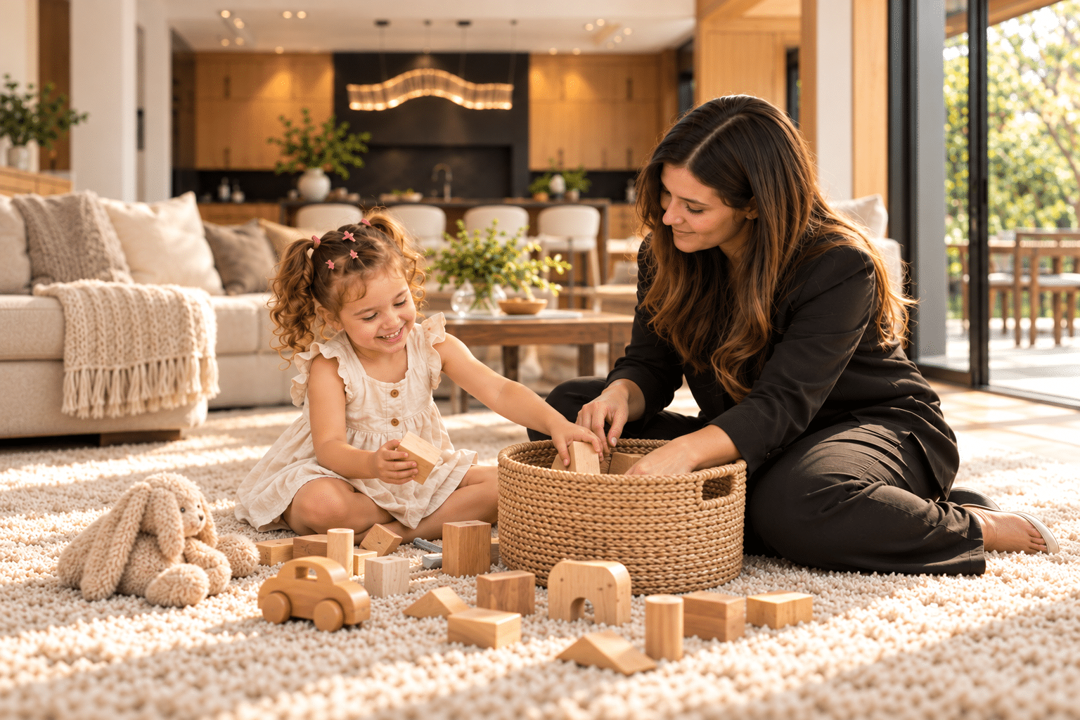 Professional caregiver supporting children during a structured routine