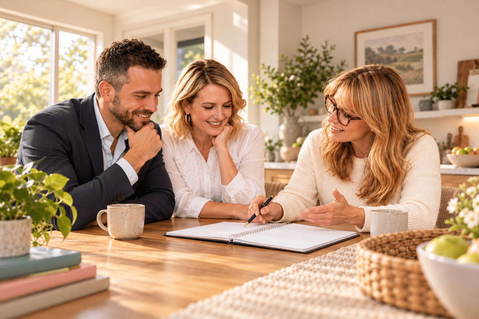 Parent and professional nanny discussing family care needs