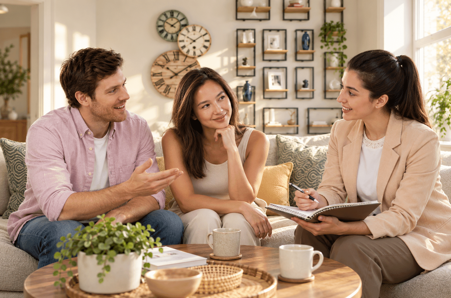 Parent and professional nanny discussing family care needs