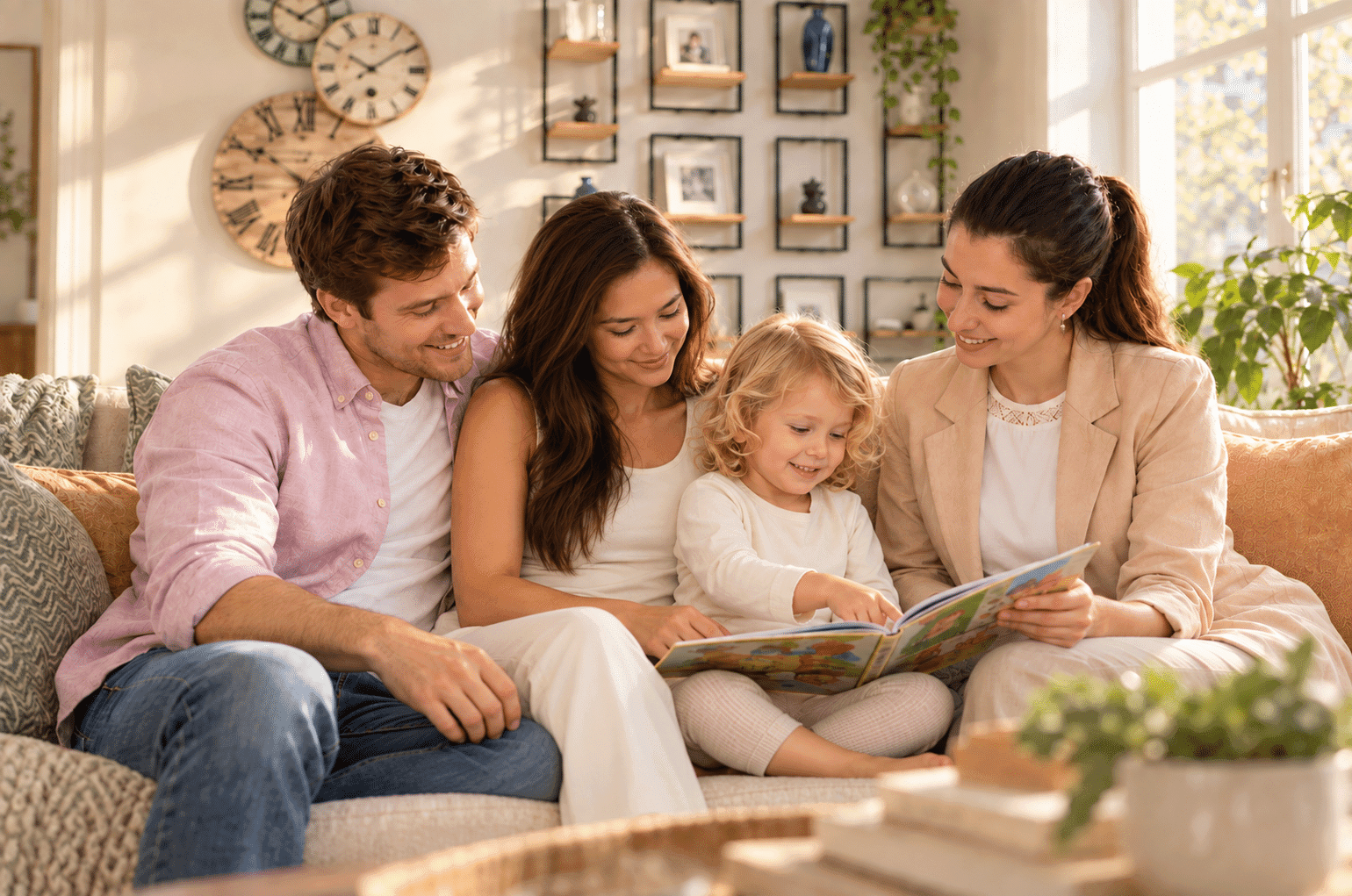 Family experiencing calm and connected support from a professionally vetted nanny